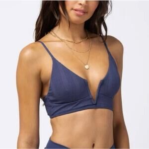 L*Space Siren Bikini Top in Slate Blue/Gray Size D NWT Wired V